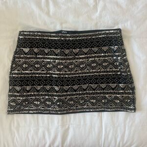 Zara Black and Silver Sequin Mini Pencil Skirt
